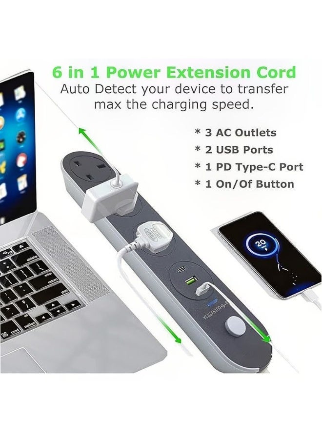 PowerMax Power Strip, Multi-function Power Socket, 3-Port Splitter - Image 4